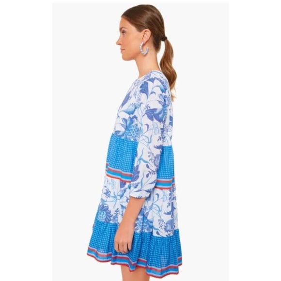 NWT Ro’s Garden Tiffany Rene blue block print mini dress - Picture 3 of 15